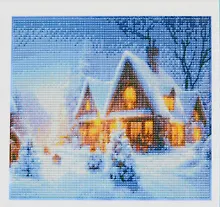 Купить Алмазная мозаика классическая, с подрамником, с полным заполнением "Новогодняя ночь", 22 х 32 см — Фото №1