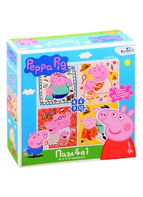 Купить Пазл 9, 16, 25, 12 эл. Набор 4 в 1. Свинка Пеппа. Семья вместе — Фото №1