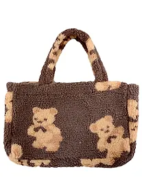 Купить Сумка-шоппер плюшевая Мишки (бежевая) (31х28) — Фото №1