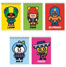 Купить Блокнот А6 40 листов, нелинованный, "Leon, Pam, El Primo, MR P, Poco" спираль, в ассортименте — Фото №1