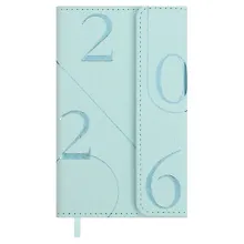 Купить Еженедельник дат. 2026г. 64л 95х155 мм "Бьянчини" мятный, кожзам, тв.переплет, тисн. фольгой, офсет, справ.мат-лы, магнит.клапан, ляссе, инд.уп — Фото №1