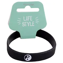 Купить Браслет Инь-Ян (черный) (силикон) (20,2 см) — Фото №1