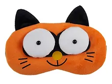 Купить Маска для сна Кот с объемными глазами (плюш) (пакет) рыжая — Фото №1