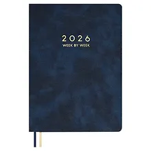 Купить Еженедельник дат. 2026г. А5 80л "Тиволи делавэ" синий, кожзам, мягк.переплет, блинт.тиснение, офсет, тисн.фольгой, 2 ляссе, инд.уп — Фото №1