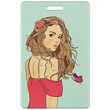 Купить Чехол для карточек вертикальный Девушка, Ася Лавринович, голубой — Фото №1