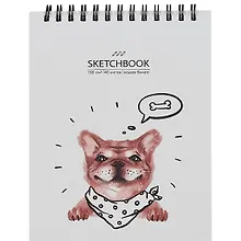 Купить Скетчбук А6+ 125*160 40л "Привет" белый офсет, 100г/м2, тв.обложка, евроспираль — Фото №1