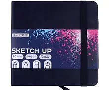 Купить Скетчбук 140*140 80л "SKETCH UP. Черный" белый офсет 100г/м2, тв.подложка — Фото №1