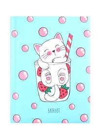 Купить Записная книжка А6 48л лин. "Сладкий котенок" 7БЦ с поролоном, мат.ламинация, выб.лак, блестки «Перламутр» — Фото №1