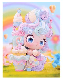 Купить Алмазная мозаика (блестящая) с подрамником, с частичным заполнением "Куколка с десертами", 23 х 30 см — Фото №1