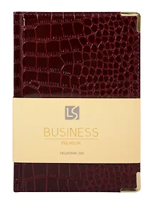 Купить Ежедневник дат. 2026г. А5 176л "Business Premium. Grand croco" бордо, 7Б, иск.кожа, обл.поролон, тв.переплет, мет.уголки, тонир.блок, зол.торец, справ.мат-лы, 2 ляссе, инд.уп — Фото №1
