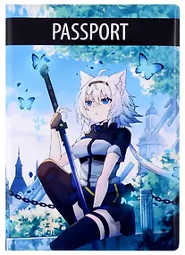 Купить Обложка для паспорта Аниме Девушка-волшебница с бабочками (Сёдзё) (цветная) (ПВХ бокс) — Фото №1