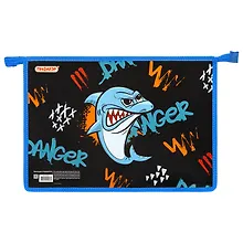 Купить Папка для тетрадей А4 "Angry shark"  1 отд., картон/пластик, молния — Фото №1