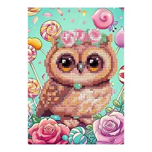 Купить Алмазная мозаика 15*20 детская (неполное заполнение) "Совушка" — Фото №1
