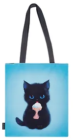 Купить Сумка-шоппер на молнии Котик с мороженым (38х35) (текстиль, флис) — Фото №1