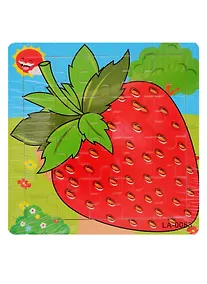 Купить Деревянная пазл-рамка Рыжий кот Клубничка 20 элементов 15х15см  G216 — Фото №1