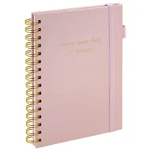 Купить Книга для записей А5 80л кл. "Calipso" розовый, иск.кожа, резинка, гребень — Фото №1