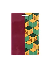 Купить Чехол для карточек вертикальный Аниме Паттерн, малиновый, желто-зеленый — Фото №1