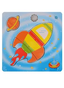 Купить Деревянная пазл-рамка фигурная Рыжий кот Ракета (окраш. рамка) 15х15см G281 — Фото №1