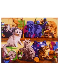 Купить Набор для творчества Рыжий кот Холст с красками 30х40см по номерам. (20 цв.) Игривые котята -6785 — Фото №1