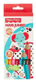 Купить Карандаши цветные MAXI Jumbo Mattel Fisher Price, 8 цветов — Фото №1