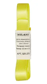 Купить Лента упаковочная атласная Классика, 12 мм х 5,5 м, желтый — Фото №1