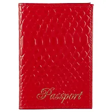 Купить Обложка для паспорта «Питон», красная, натуральная кожа — Фото №1