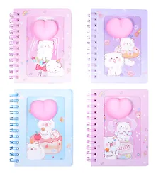 Купить Записная книжка 50л лин. "Котик с сердечком" спираль,  силик.вставка, ассорти — Фото №1