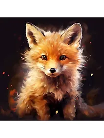 Купить Холст с красками по номерам "Малыши. Маленькая лисица", 30 х 30 см — Фото №1