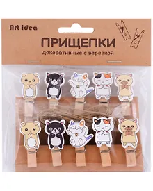Купить Прищепки декоративные с веревкой "Котики" — Фото №1
