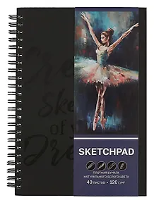 Купить Скетчбук А5+ 40л "БАЛЕРИНА" гребень, белый офсет — Фото №1