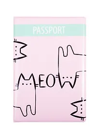 Купить Обложка для паспорта котики Meow (ПВХ бокс) (ОП2020-238) — Фото №1
