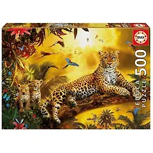 Купить Пазл Educa 500 деталей Леопард и его детеныши — Фото №1