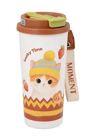 Купить Термостакан Котик в шапке (пластик/металл) (520мл) (12-8999-202510-STB-70) — Фото №1