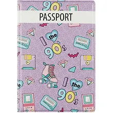 Купить Обложка для паспорта I love the 90s (фиолетовый паттерн) (ПВХ бокс) — Фото №1