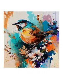 Купить Холст с красками по номерам с золотой поталью "Синица на ветке", 40 х 40 см — Фото №1