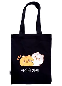 Купить Сумка-шоппер Kawaii Котики, черная (текстиль) (40х32) — Фото №1