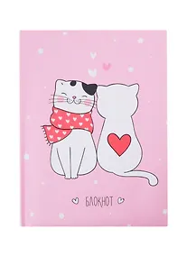 Купить Записная книжка А6 48л лин. "Кошачьи нежности" 7БЦ с поролоном, мат.ламинация, выб.лак, блестки «Перламутр» — Фото №1