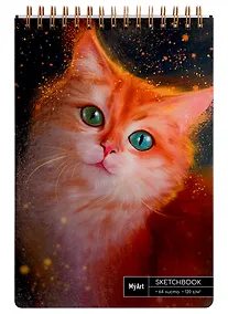 Купить Скетчбук А4 80л "Огненный кот" белый офсет, 120г/м2, тв.обложка, спираль — Фото №1