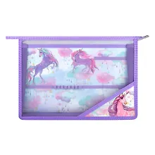 Купить Папка для труда А4 "РАДУЖНЫЙ ЕДИНОРОГ" 33*23см пластик, молния, внутр.блок для канц.принадлежностей — Фото №1