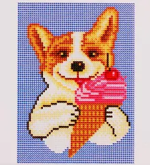 Купить Алмазная мозаика ТМ Рыжий кот (класс) 17х22см (14цв.) Корги с мороженым AC17063 — Фото №1