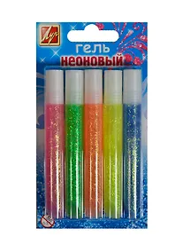 Купить Гель "Неон" набор 5 цветов, 10 мл, 55 г, с блёстками, Луч — Фото №1