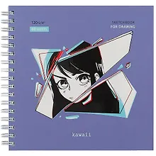 Купить Скетчбук 150*150 60л "Kawaii" белый офсет, 120г/м2, тв.обложка, выб. лак, софт. тач, спираль — Фото №1