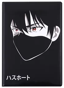 Купить Обложка для паспорта Аниме Парень в маске (Сэйнен) ч/б (ПВХ бокс) — Фото №1