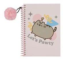 Купить Книга для записей А5 48л "Pusheen" евроспираль, с  подвеской - помпоном, с наклейками — Фото №1