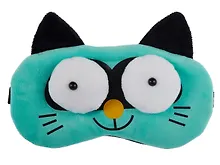 Купить Маска для сна Кот с объемными глазами (плюш) мятная — Фото №1