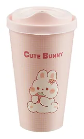 Купить Стакан с крышкой Kawaii Зайчик (пластик) (550 мл) (СП2-2024) — Фото №1