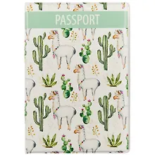 Купить Обложка для паспорта Ламы с кактусами (ПВХ бокс) (ОП2018-188) — Фото №1