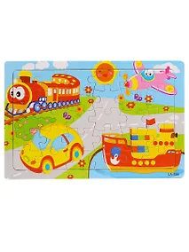 Купить Деревянная пазл-рамка (20х15) "ГОРОДСКОЙ ТРАНСПОРТ" (30 элементов) (арт. G84) — Фото №1