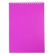 Купить Блокнот А5 80л кл. "LINE NEON" розовый, пласт.обл, спираль — Фото №1