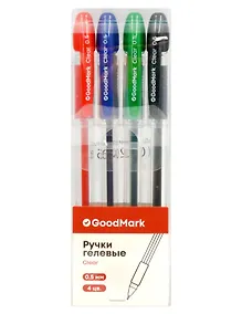 Купить Набор гелевых ручек 4 цвета 0,5 мм, Сlear, GoodMark — Фото №1